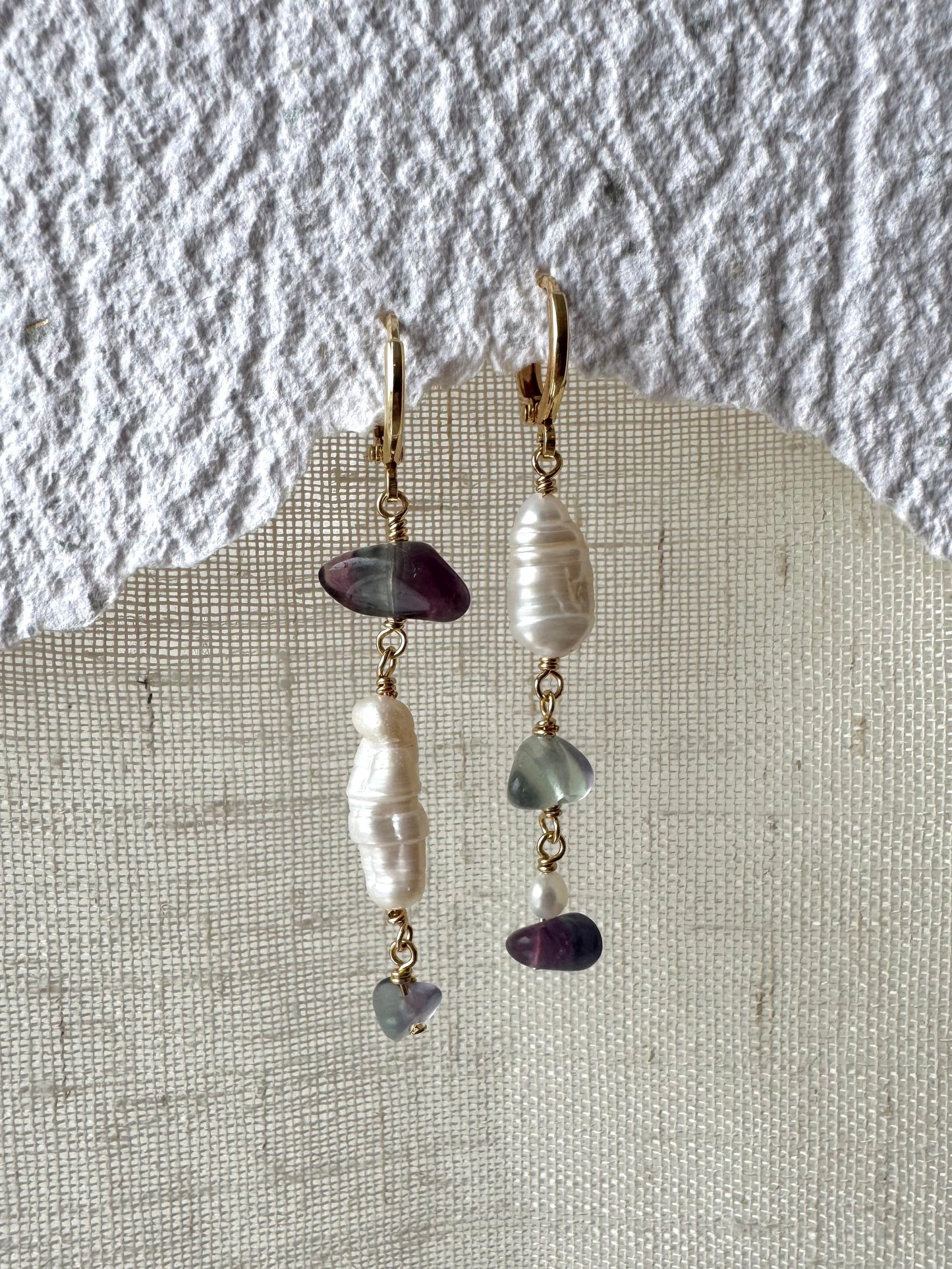 Stórir perlu og fluorite lokkar