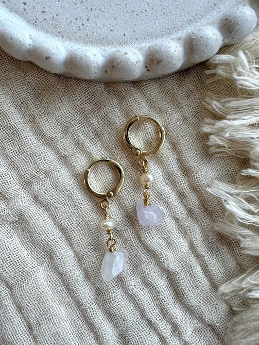 Amethyst og perlu lokkar